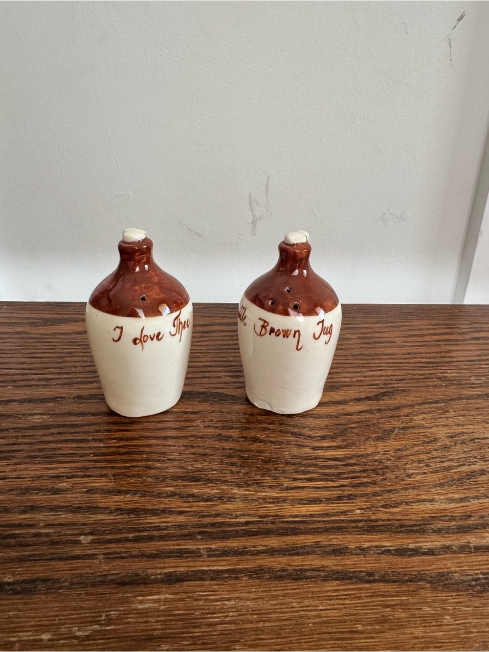 Salt and Pepper Brown-Top Ceramic Jugs
